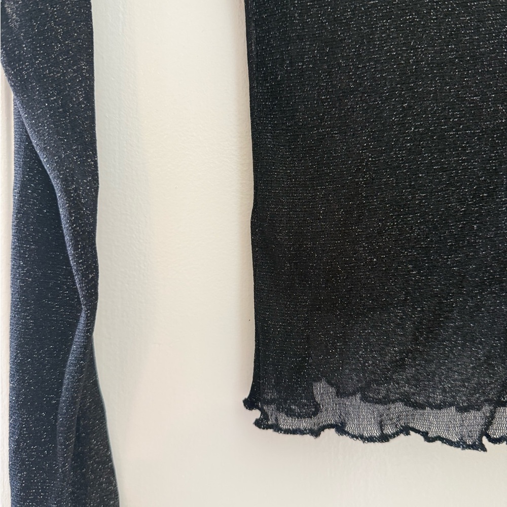 Brandy Melville Black Sheer Sparkle Long-Sleeve Mesh Top - Picture 3 of 3
